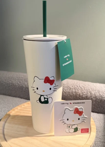 Hello Kitty x Starbucks Stainless Steel Cold Cup & Gift Card BUNDLE - 2025 NEW❣️