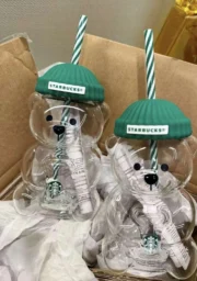 2026 Starbuck Barista Bear Glass Cup Limited Edition Christmas Gift - Image 4